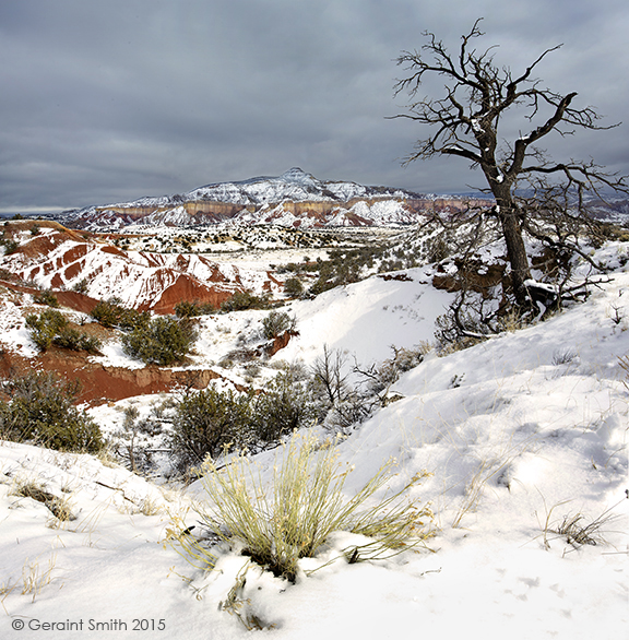 Snow day hiking In abiquiu ghost ranch northern New Mexico